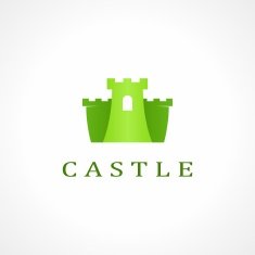 Vector green castle icon on white background