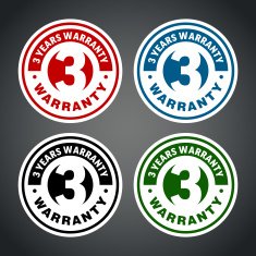 Three years warranty badge Different colors