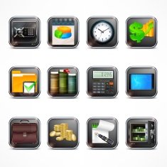 Set of business icons in square