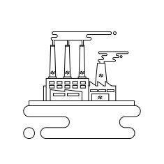 Concept of industrial factory buildings flat design style