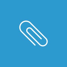 clip outline icon isolated white on the blue background