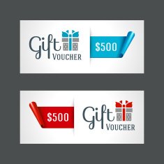 Voucher template with gift box and bow N3