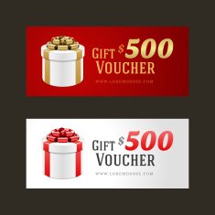 Voucher template with gift box and bow N4