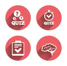 Quiz icons Checklist and human brain symbols N5