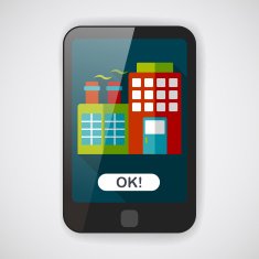 Skyscrapers flat icon with long shadow N2