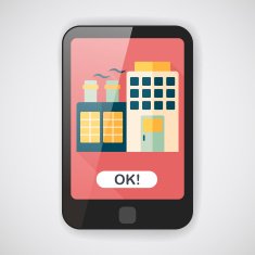 Skyscrapers flat icon with long shadow N4