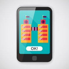 Skyscrapers flat icon with long shadow N7