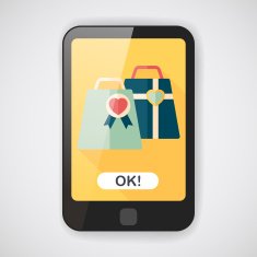 Valentine's Day shopping bag flat icon with long shadow eps10