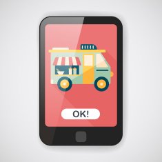 Transportation vendor carts flat icon with long shadow eps10