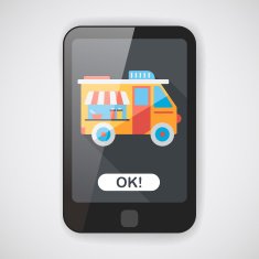Transportation vendor carts flat icon with long shadow eps10 N3