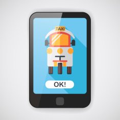 Transportation taxi flat icon with long shadow eps10 N4