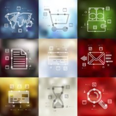 business timeline infographics with blurred background N3