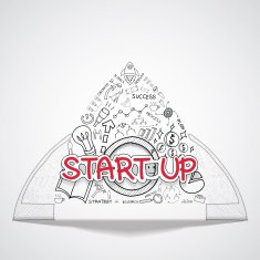 Start up text With creative drawing