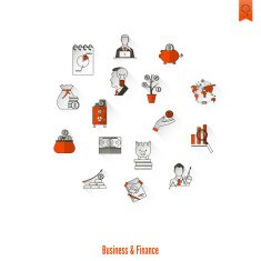 business and finance icon set N140