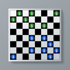 Dollar Signs on Checkers Background