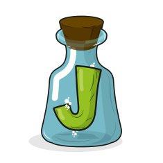 J in retro laboratory flask bottle Letter magic potion