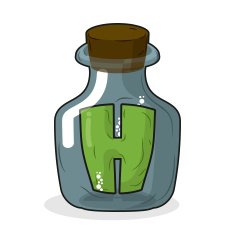 H in laboratory bottle Letter magic pot with wooden stoppe