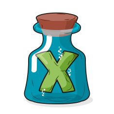 letter X in bottle for experiments Letter vessel Laborato