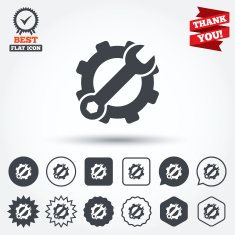 Service icon Wrench key with gear sign N2
