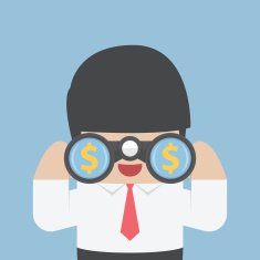 Businessman looking through binoculars