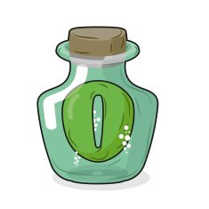 Zero in magical bottle Number 0 bottle for laboratory and