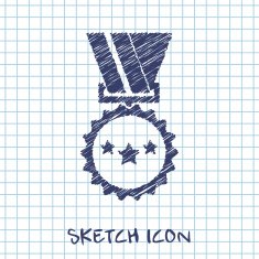 Badge with ribbons and stars icon