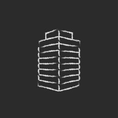 Office building icon drawn in chalk