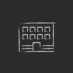 Office building icon drawn in chalk N2