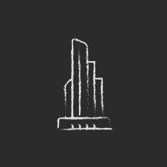 Skyscraper office building icon drawn in chalk