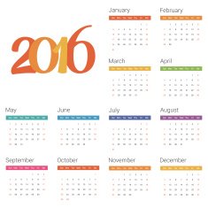 Calendar for 2016 on white background Vector