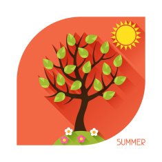 Seasonal illustration with summer tree in flat style