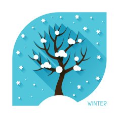 Seasonal illustration with winter tree in flat style