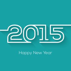 Happy new year 2015 greeting card design with long shadow