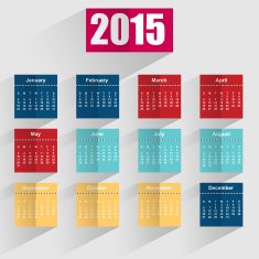 Simple 2015 calendar with shadows