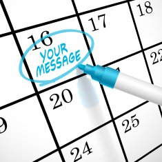 your message words circle marked on a calendar