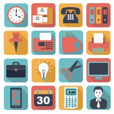 square business icons in the flat style