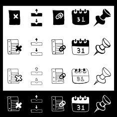 Hand Drawn Stationary Icons With Roll Over States