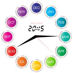 Calendar with clock illustration 2015 monthly calendar