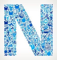 Letter N Fitness and Diet Icon Pattern