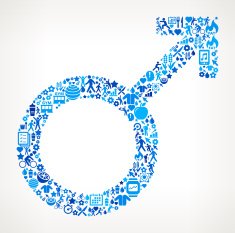 Male Sign Fitness and Diet Vector Button Pattern