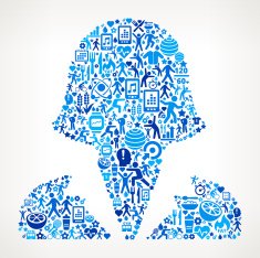 Business woman Fitness and Diet Icon Pattern