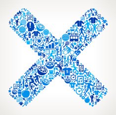 X Sign Fitness and Diet Vector Button Pattern