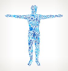 Human Body Fitness and Diet Vector Button Pattern N3
