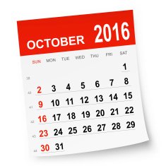 October 2016 calendar