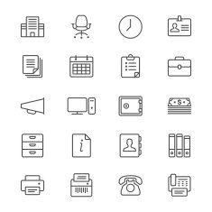 Office supplies thin icons