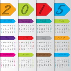 Arrow ribbon calendar for the year 2015