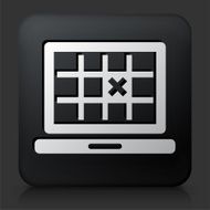 Black Square Button with Computer Calendar
