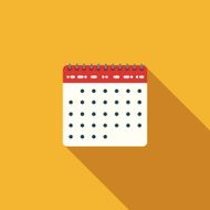 Flat Design Calendar Icon With Long Shadow N2