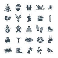 Christmas symbols flat vector silhouette icons set