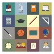 educational icon set in color